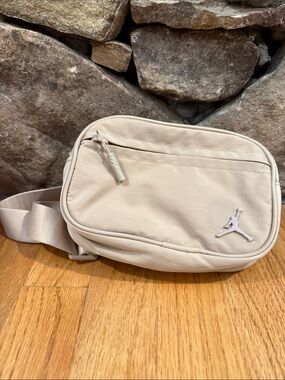 New with Flaw Jordan Beige Crossbody Sling Bag with Jumpman Logo w flaw